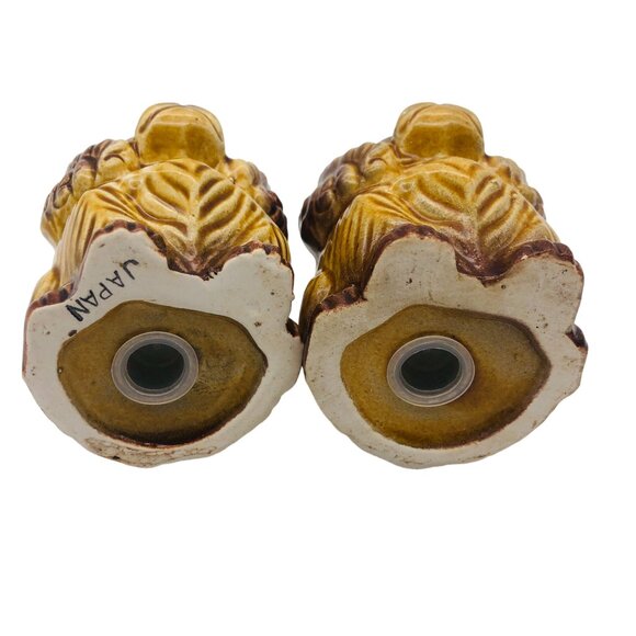 Vtg Ceramic Anthropomorphic Puppy Dog Salt & Pepper Shakers Googly Eyes Japan - Picture 7 of 7
